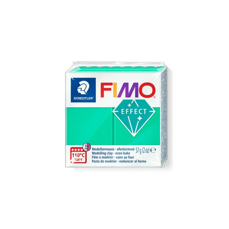 PATE POLYMERE FIMO translucide vert 57 gr REF 8020-504