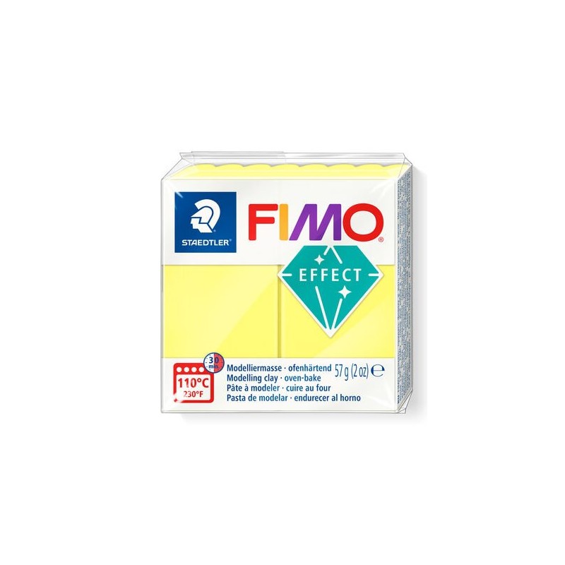 PATE POLYMERE FIMO translucide jaune 57 gr REF 8020-104