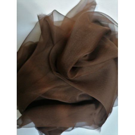 Foulard 116 en Soie 180cm x 90cm couleur marron chocolat