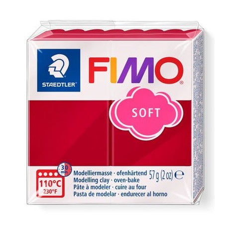 PATE POLYMERE FIMO SOFT Rouge cerise 57 gr REF 8020-26