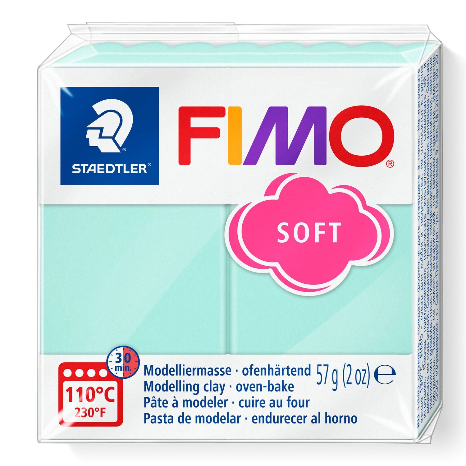 PATE POLYMERE FIMO SOFT PASTEL MINT 57 gr REF 8020-505