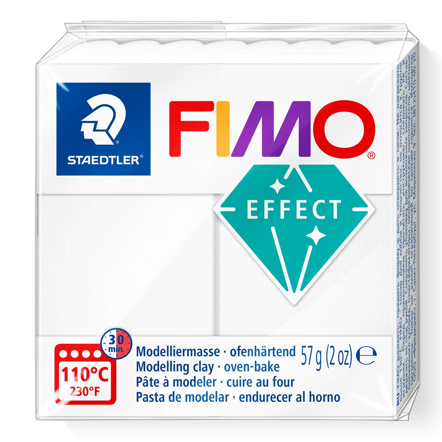 PATE POLYMERE FIMO EFFECT TRANSPARENT BLANC 57 gr REF 8010-14