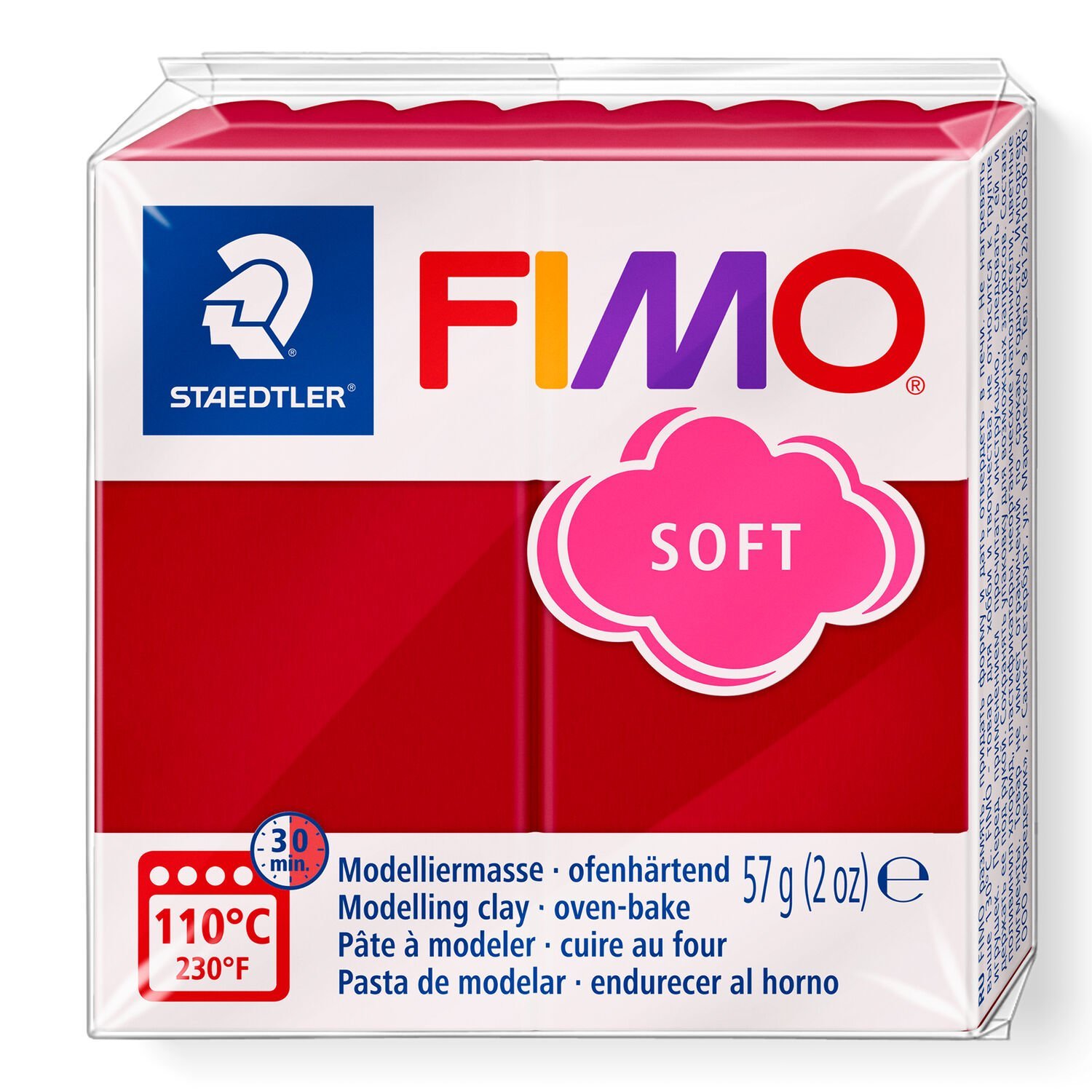 PATE POLYMERE FIMO SOFT ROUGE CERISE 57 gr REF 8020-26