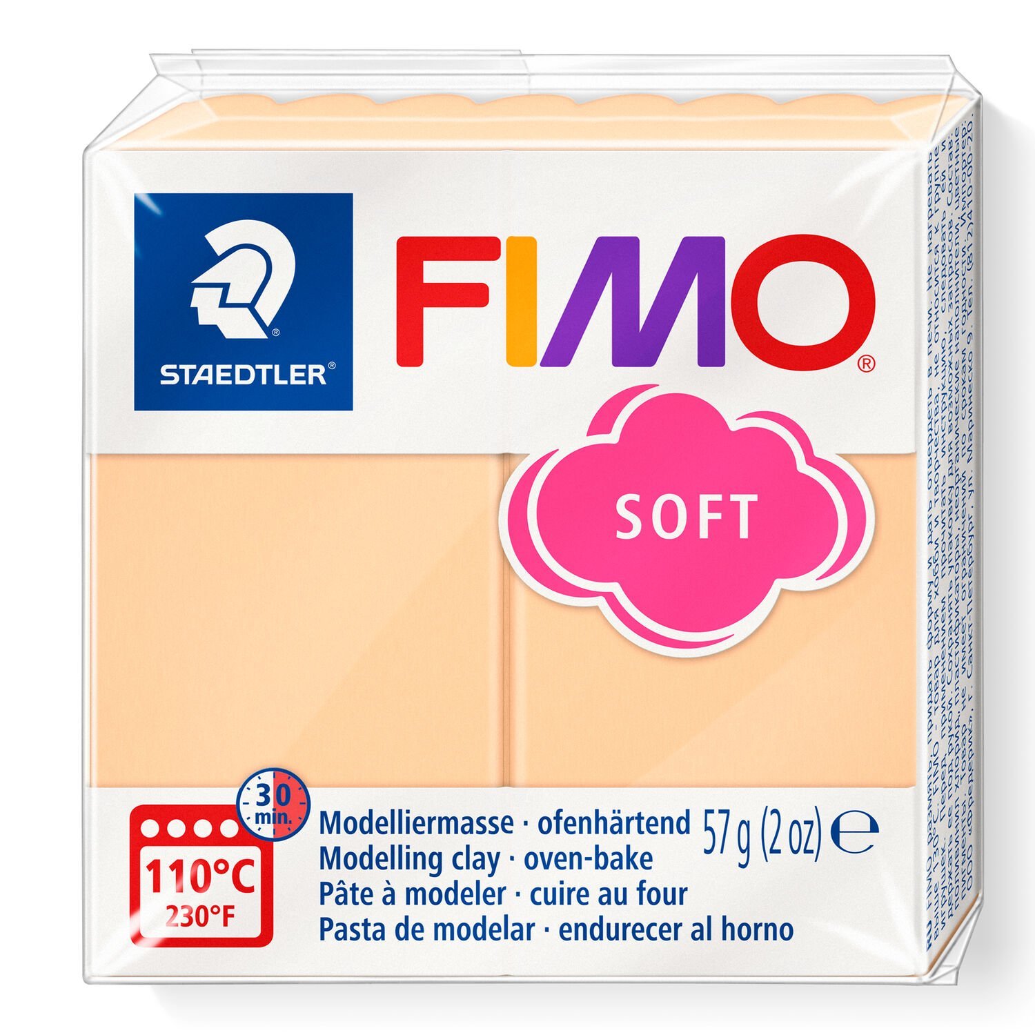 PATE POLYMERE FIMO SOFT PASTEL PECHE 57 gr REF 8020-405