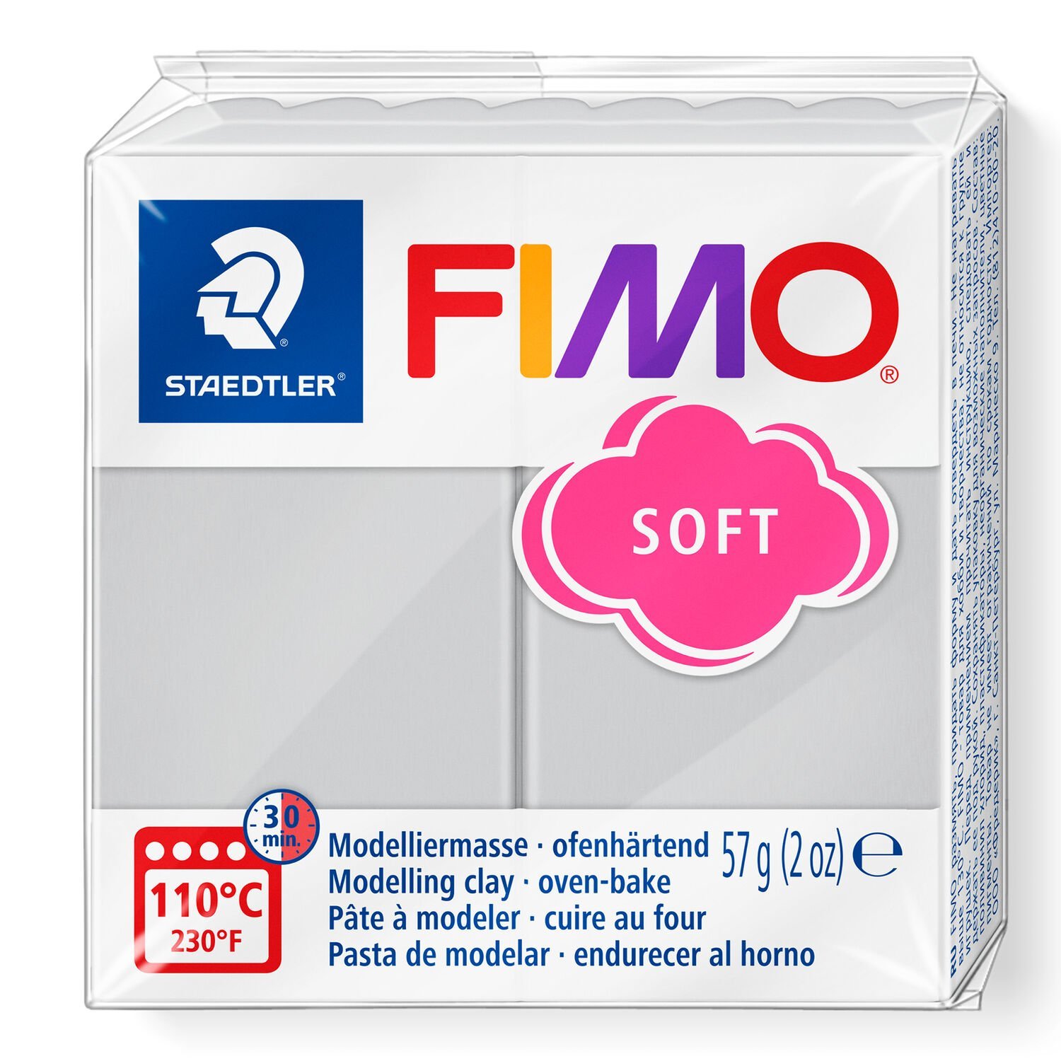 PATE POLYMERE FIMO SOFT GRIS DAUPHIN 57 gr REF 8020-80