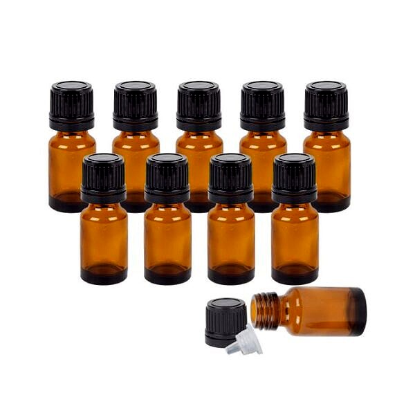 Lot de 10 flacons en verre vide avec egouttoir de 10 ml – Image 2
