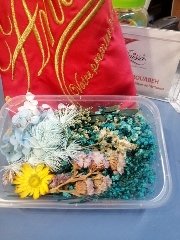 Bouquet fleurs sechees Bleu