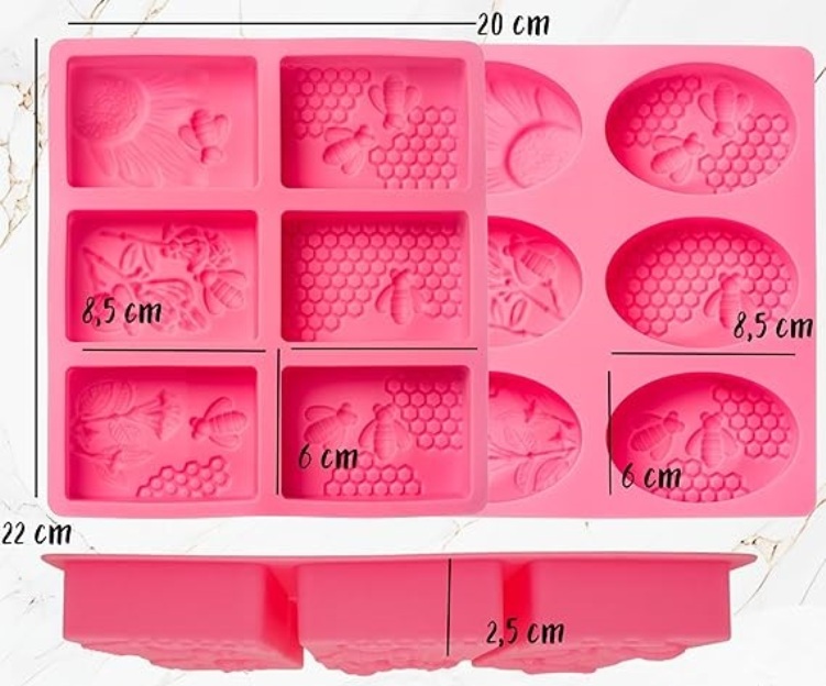 Moule silicone pour Savon abeille 6 empreintes rectangle – Image 2