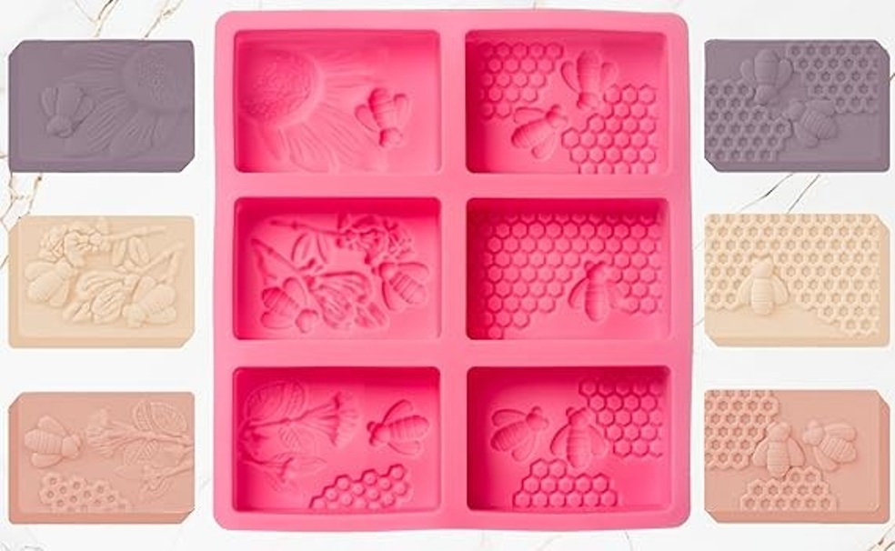 Moule silicone pour Savon abeille 6 empreintes rectangle – Image 3